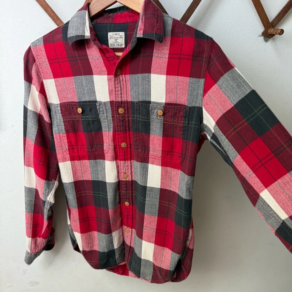 J. Crew Flannel Plaid Button Up 2 Pocket Shirt